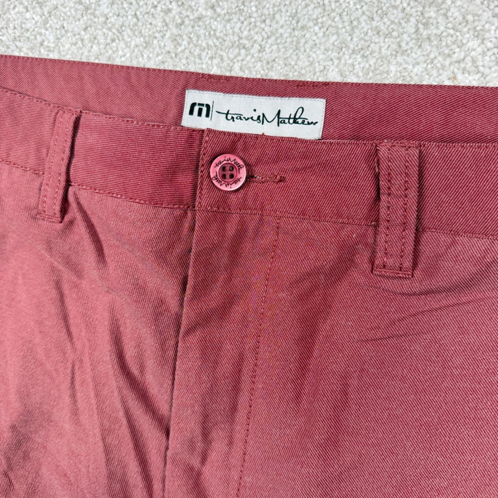 Travis Mathew Shorts Mens 40 Maroon Red Golf Performance Stretch‎ Flat Front